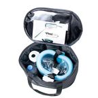 Flexineb® System Storage Case,"Open black zippered case with blue tubing and accessories"