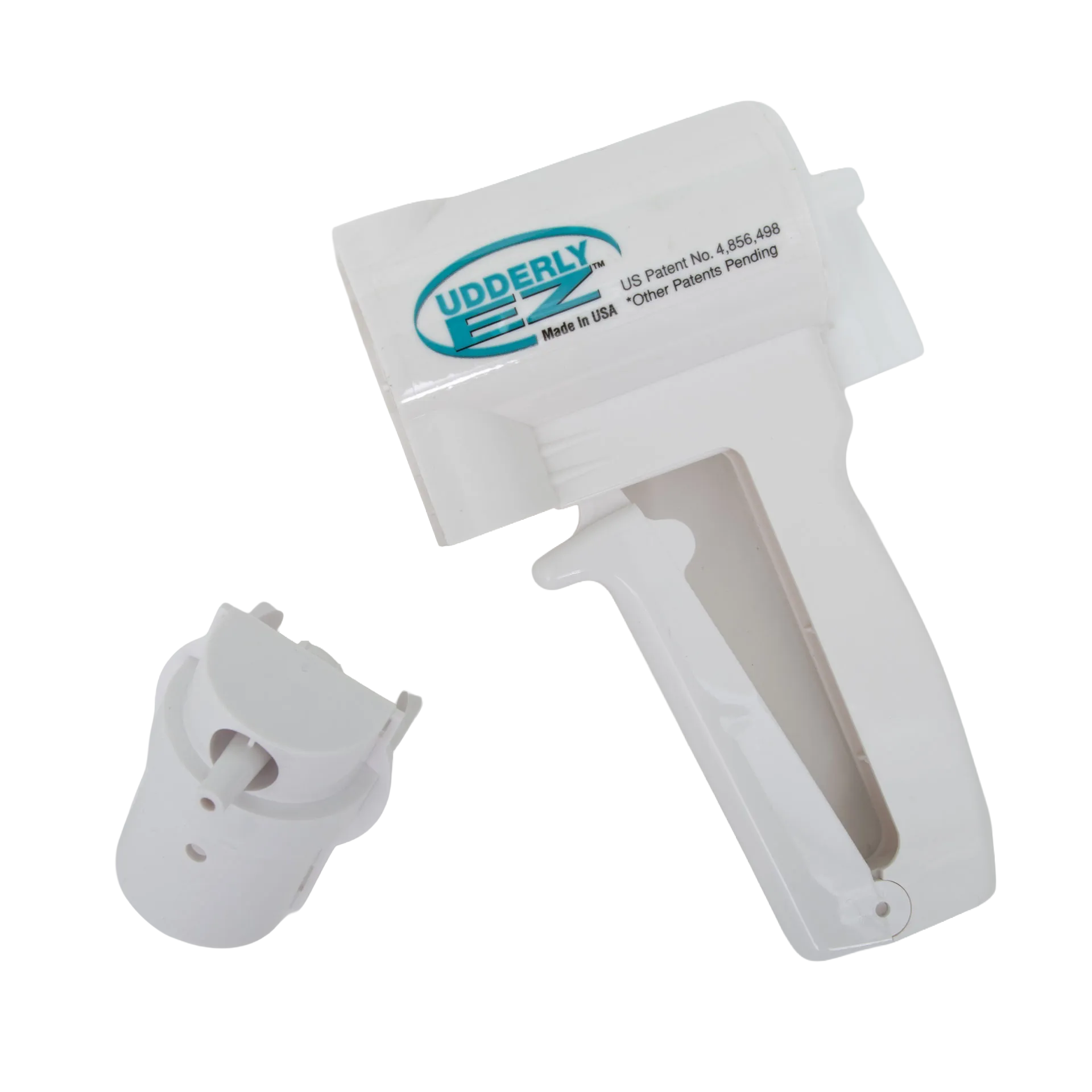 Udderly EZ Horse Milker,"White handheld pump with attached collection cup"