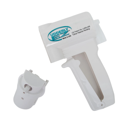 Udderly EZ Horse Milker,"White handheld pump with attached collection cup"