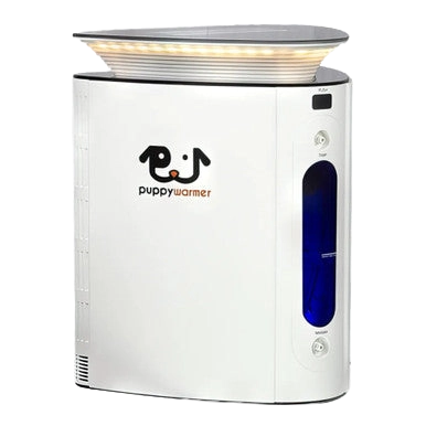 Puppywarmer Bundles,"White warmer unit with top bassinet and blue side window"