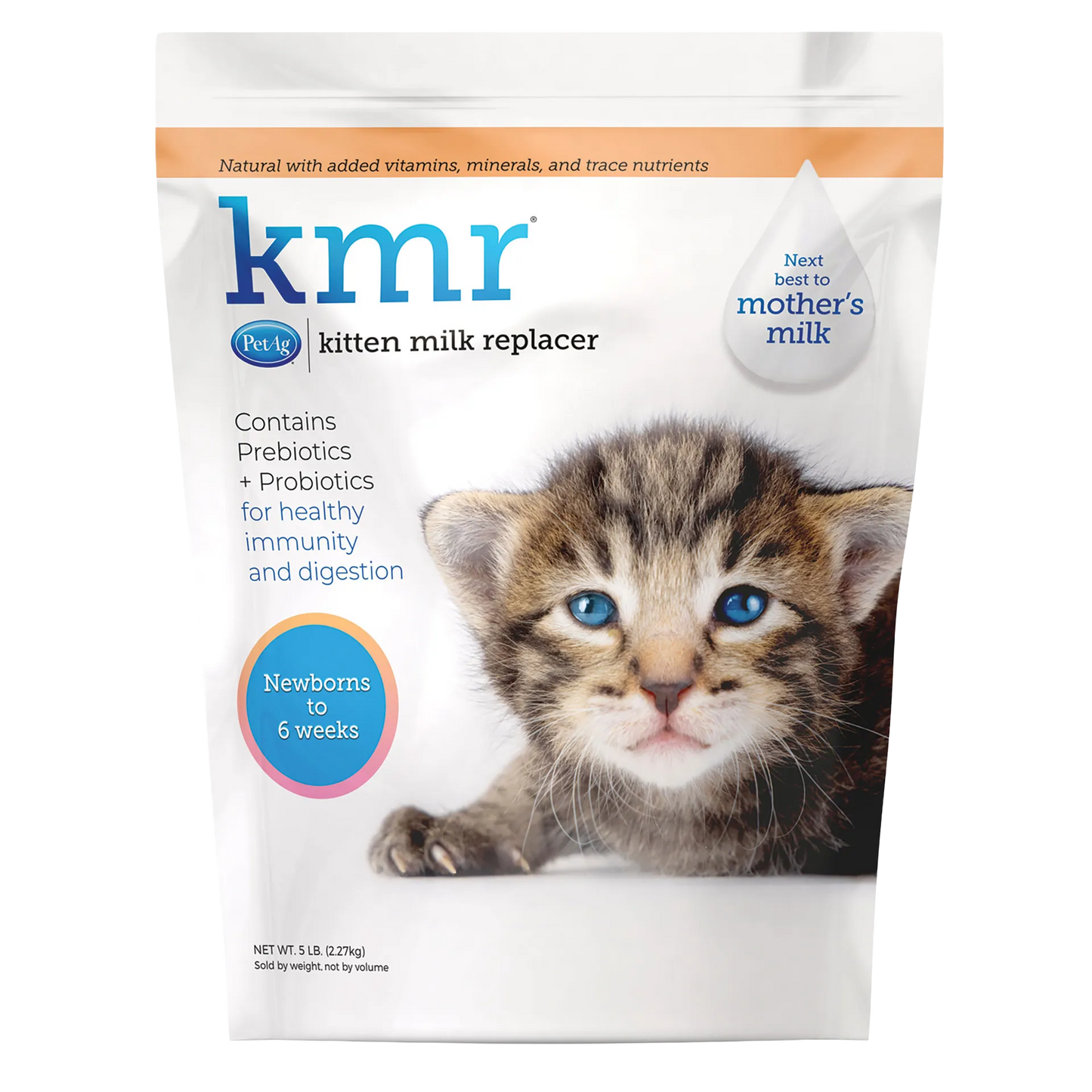 KMR®,"Front of white pouch with kitten photo"