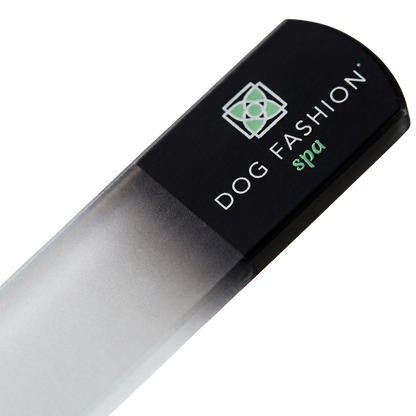 Glass Nail File,"Frosted glass nail file with black handle"