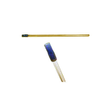 "9"" Flex Tip Pipettes","Two clear pipettes with blue caps, one straight and one angled"