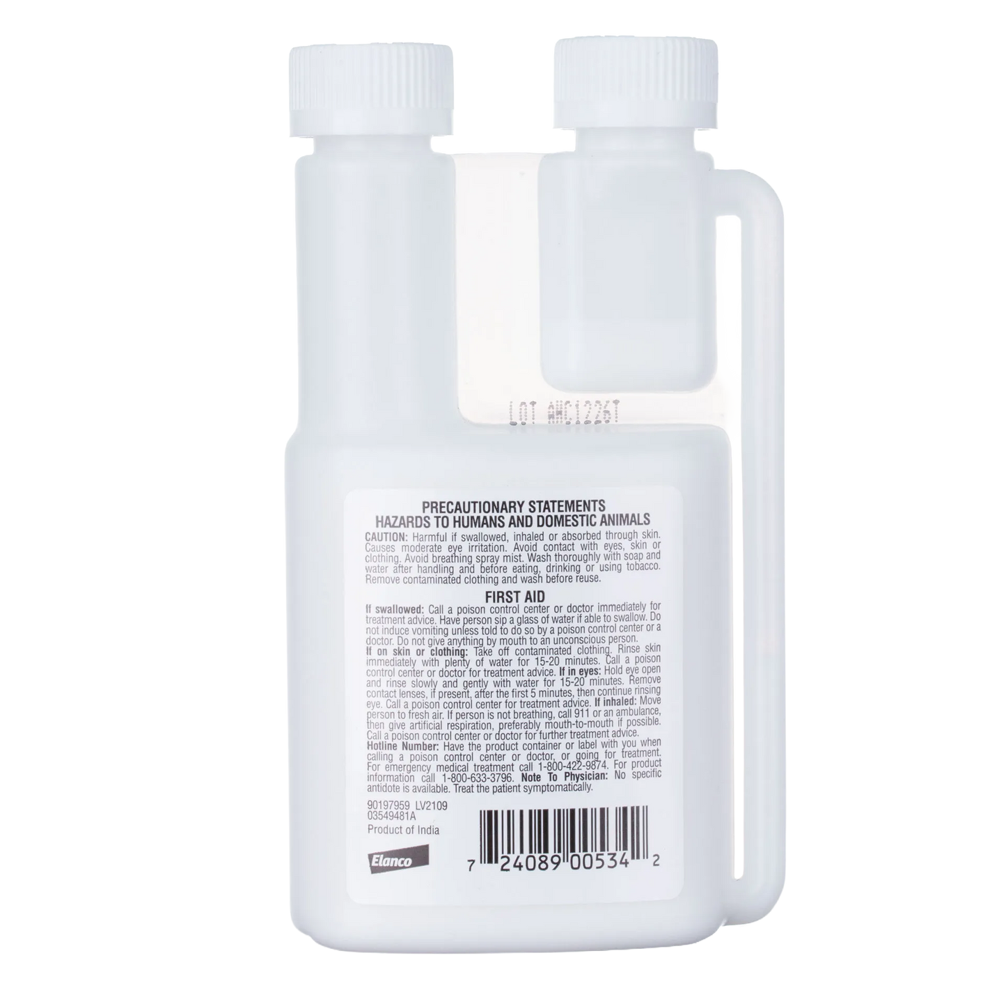 Cylence Ultra™ Premise Spray,"Back view of dual-neck bottle with handle and label"