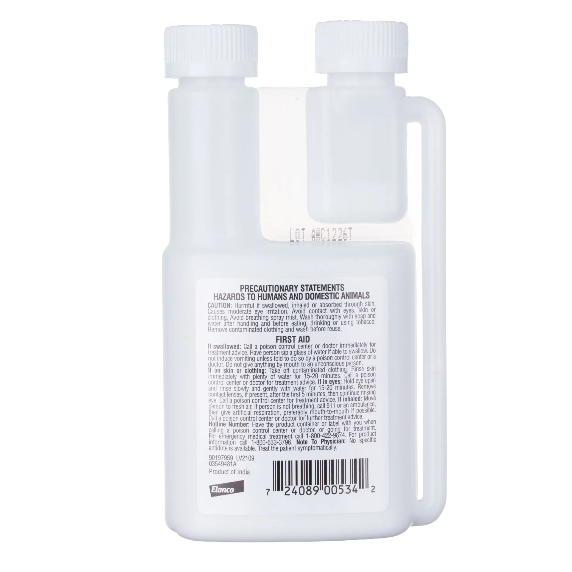 Cylence Ultra™ Premise Spray,"Back view of dual-neck bottle with handle and label"