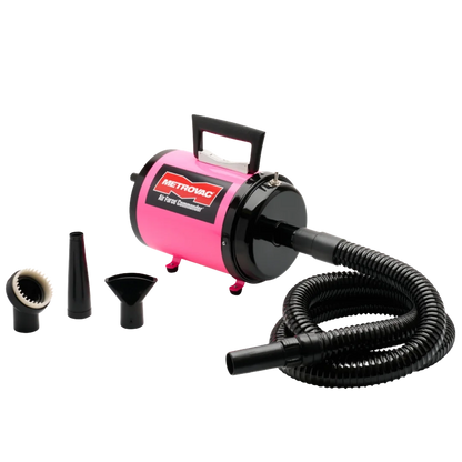 Air Force Commander Two Speed Dryer,"Pink dryer with coiled hose and three nozzle attachments"
