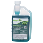 Animal Facility Disinfectant,"Blue liquid bottle with measuring chamber cap"