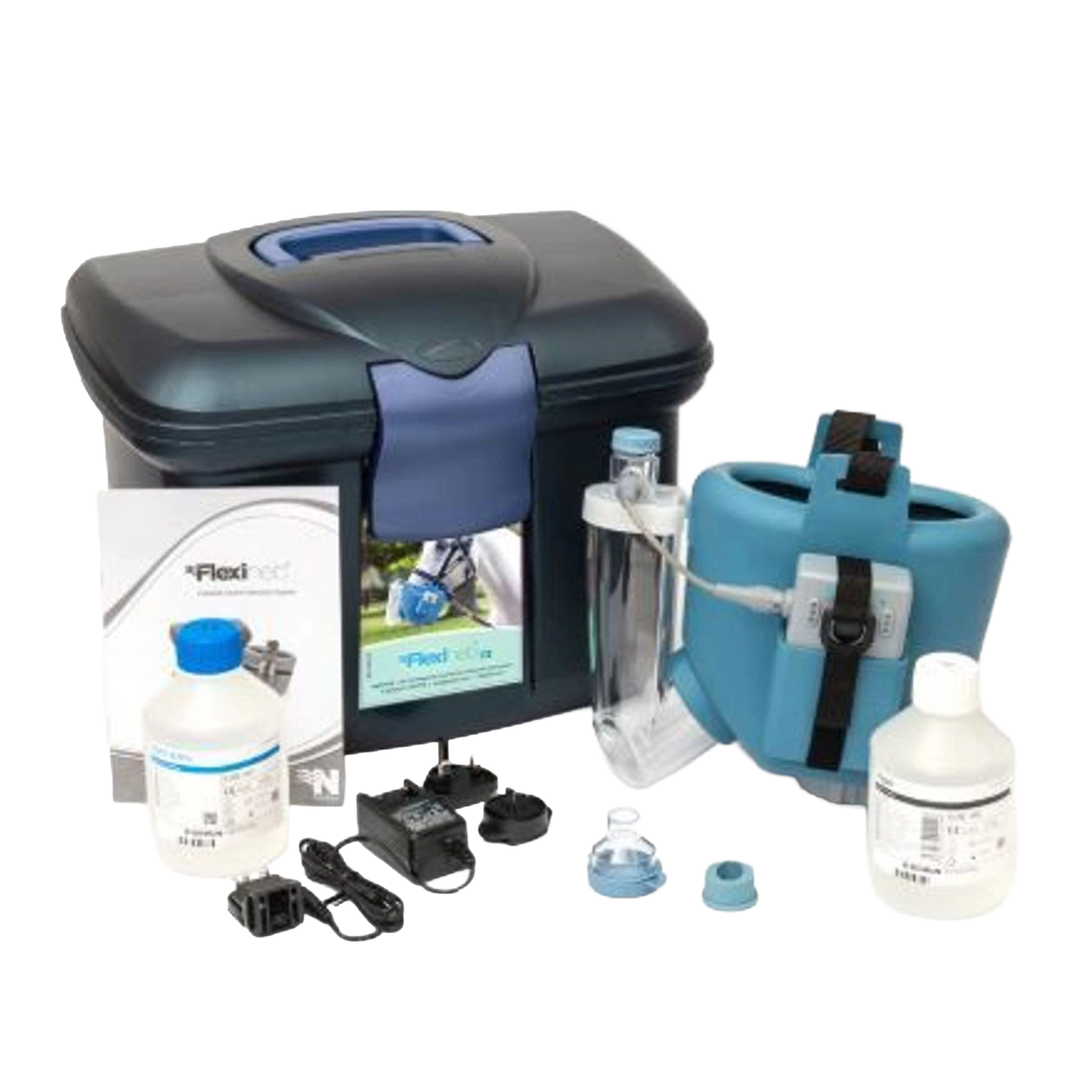 Flexineb® E3 Portable Equine Nebulizer Complete System with 2 Standard Med Cups,"Portable nebulizer kit with mask, tubing, bottles, and carrying case"