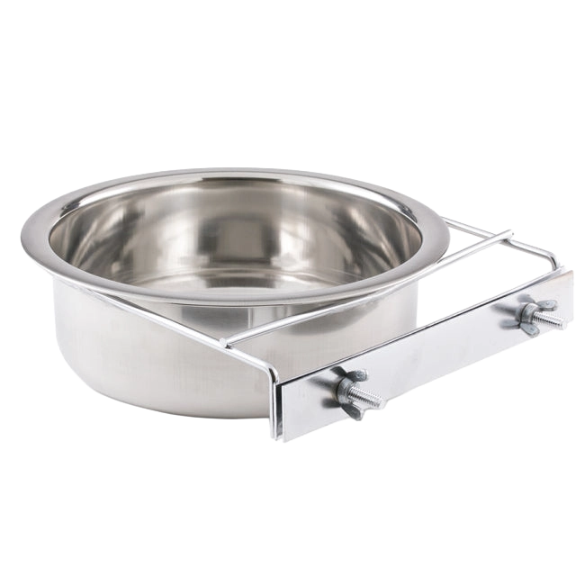 Coop Cups with Bolt Clamp,"Stainless steel bowl with metal bolt clamp"