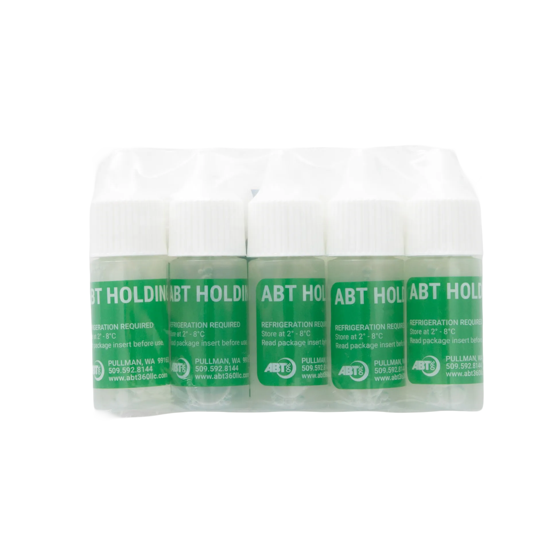 ABT360 Holding Media,"Five vials with white caps in sealed plastic pack"