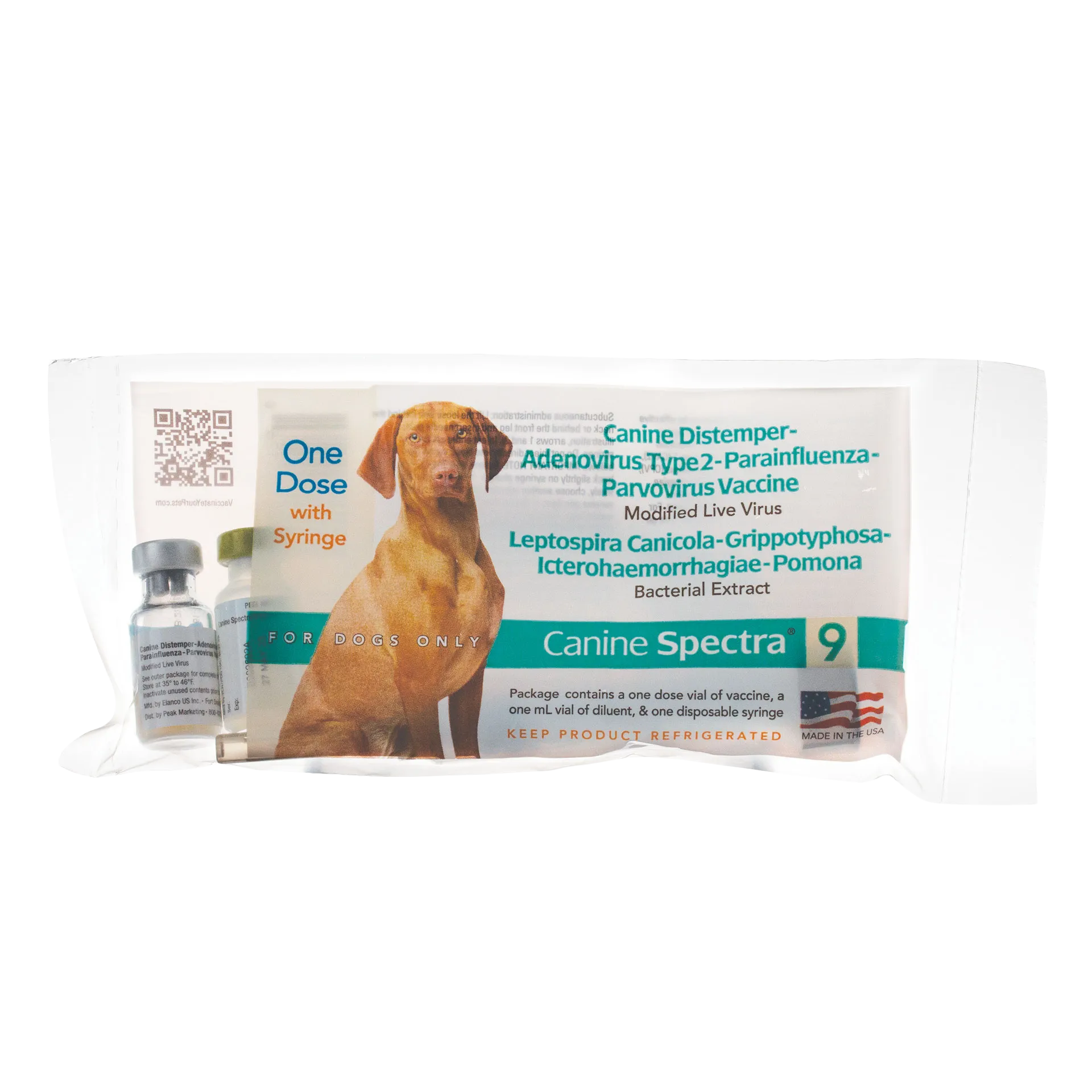 Canine Spectra® 9 Dog Vaccine,"Vaccine box with two vials and syringe"