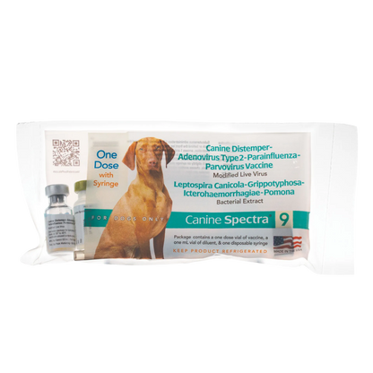 Canine Spectra® 9 Dog Vaccine,"Vaccine box with two vials and syringe"