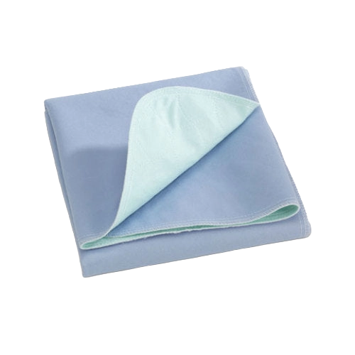 PerforMAX™ Underpad,"Folded blue absorbent pad with corner turned up"