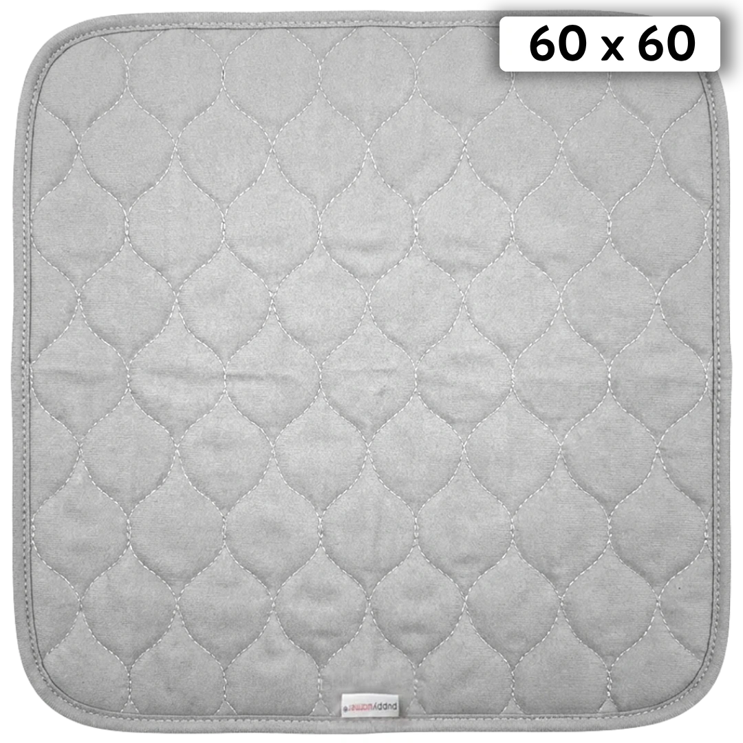 Puppywarmer Whelping Box Pad,"Gray quilted square pad with rounded corners"