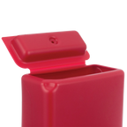Kane Kennel Feeder,"Red feeder with hinged lid open"