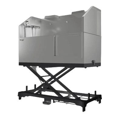 Dog Grooming Electric Tub with Sliding Door by Waggz,"Raised grooming tub on black scissor lift base"