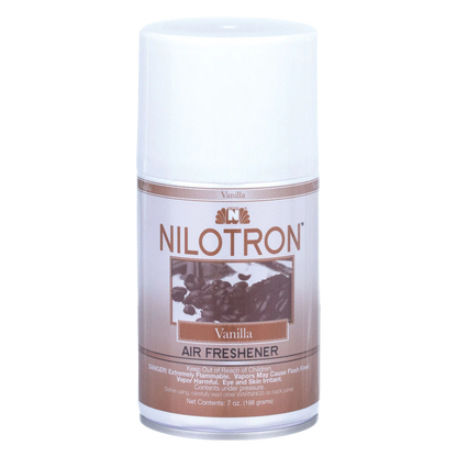Nilodor Nilotron™ Designer Aerosols,"Aerosol spray can with white cap and brown vanilla label"