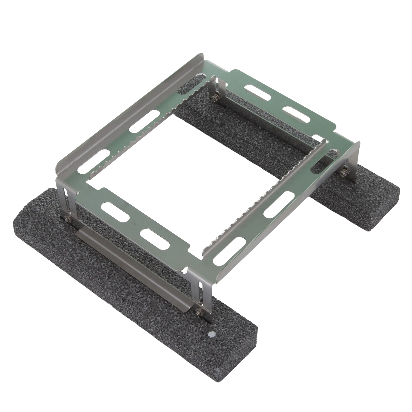 Floating Straw Rack,"Metal rack with dark foam pontoons"