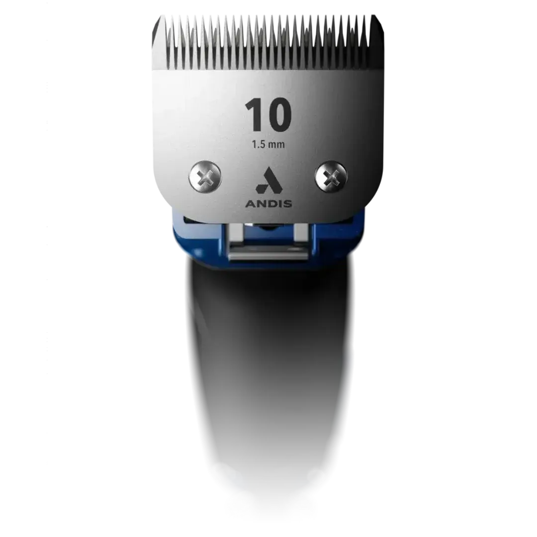 Excel 5-Speed Detachable Blade Clipper Blue by Andis,"Front view of detachable clipper blade with blue housing"
