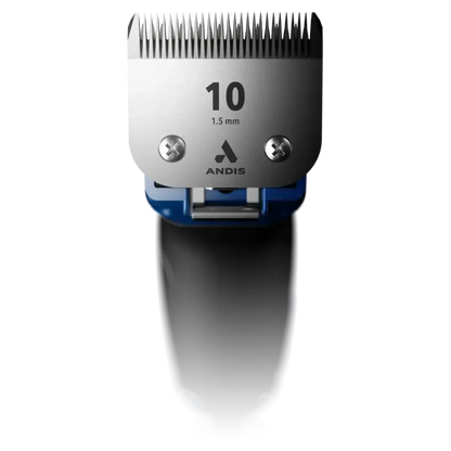 Excel 5-Speed Detachable Blade Clipper Blue by Andis,"Front view of detachable clipper blade with blue housing"