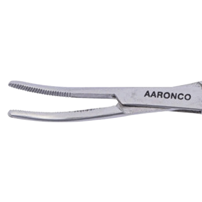 "Aaronco 5.5"" Hairmostat Ear Hair Puller and Tick Remover","Close-up of curved stainless steel serrated tips"