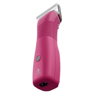 Emerge Clipper Pink with Wide 30 Blade by Andis,"Pink clipper with silver blade, angled side view"