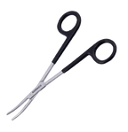 "Aaronco 5.5"" Hairmostat Ear Hair Puller and Tick Remover","Curved metal forceps with black loop handles"