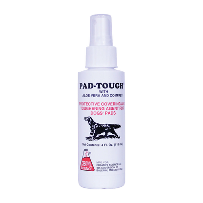 Pad-Tough™,"White spray bottle with clear cap and dog graphic label"