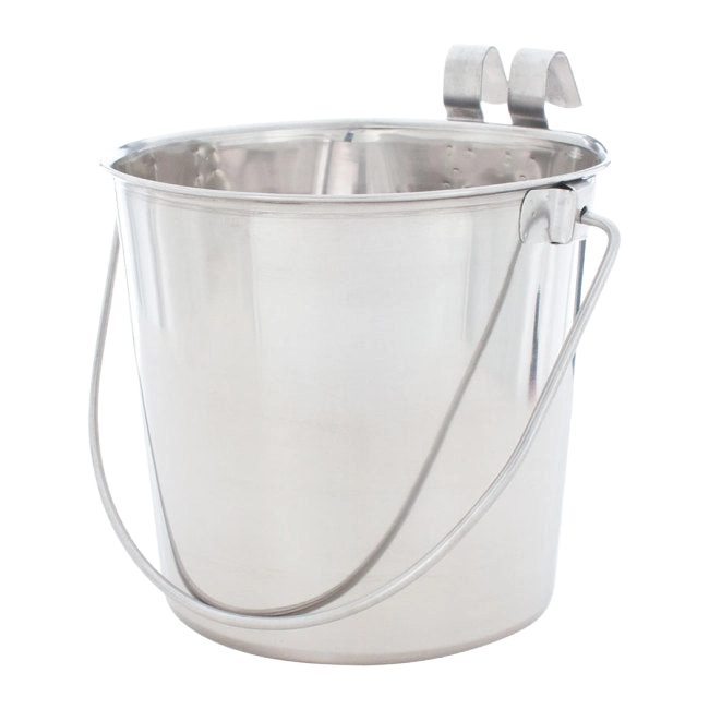 Flat-Sided Pails,"Metal pail with wire handle and double hanging hooks"