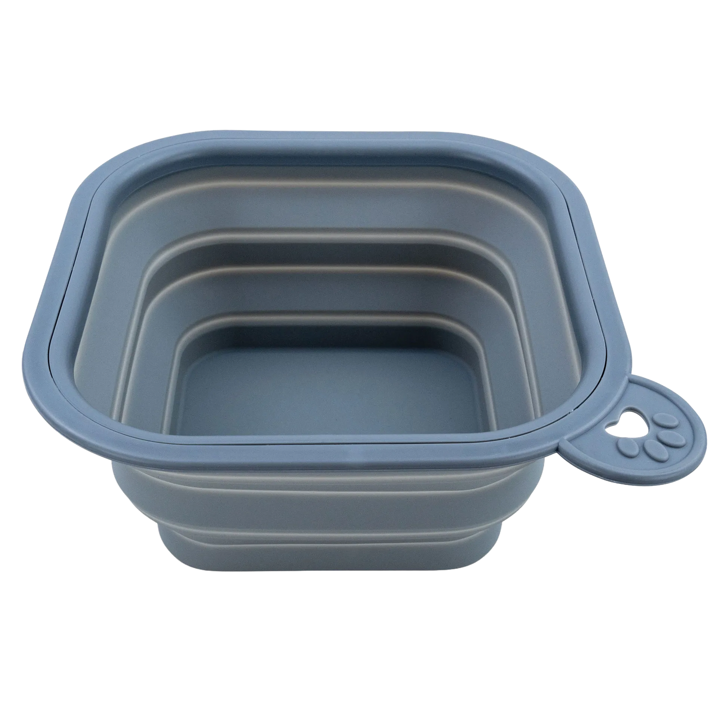Replacement Collapsible Dog Bowls,"Blue collapsible square bowl with paw-shaped tab"