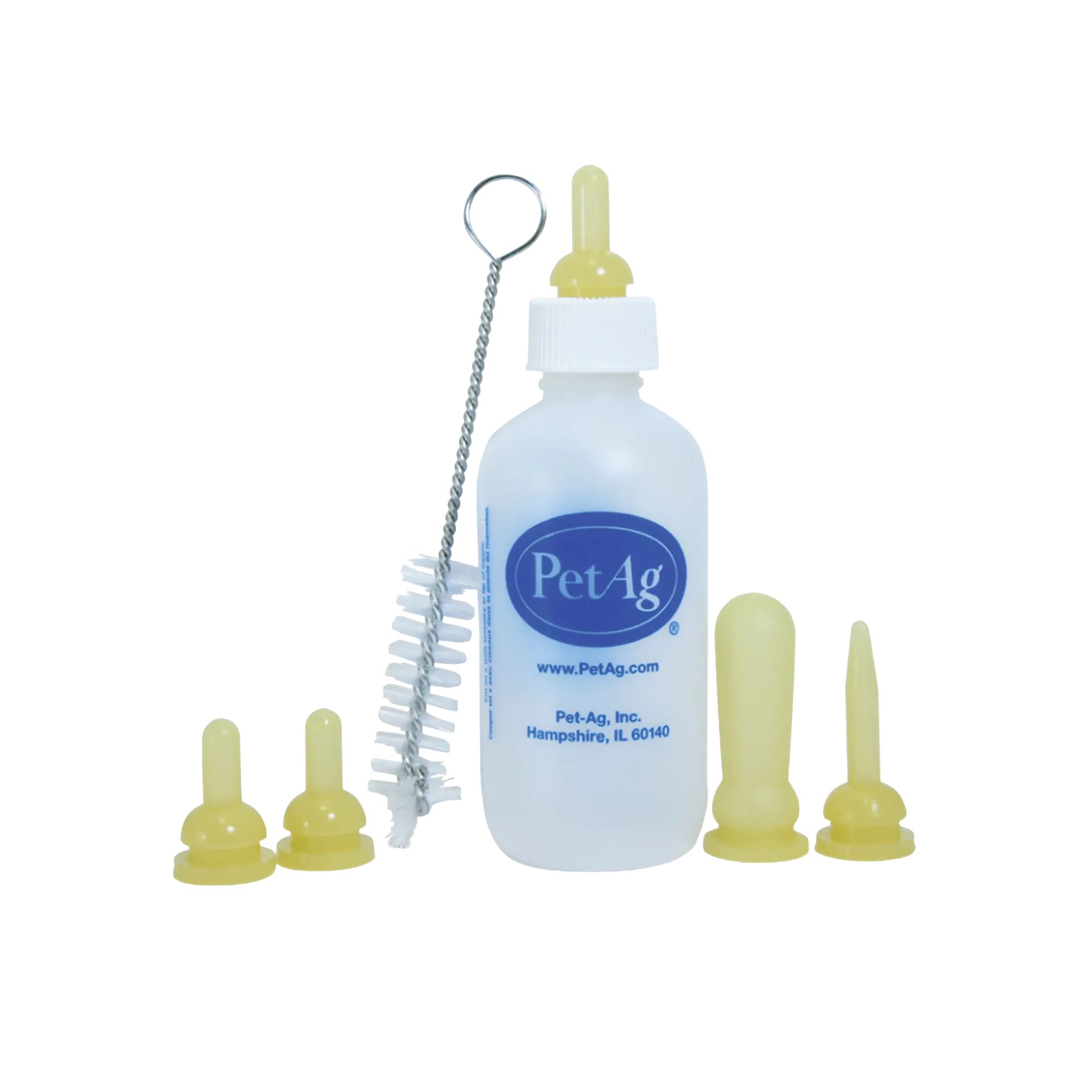 PetAg® Nursing Kits,"Bottle with yellow nipples and cleaning brush"