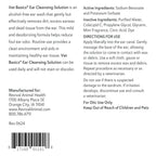 Vet Basics® Ear Cleansing Solution,"Back label view of bottle with directions and barcode"