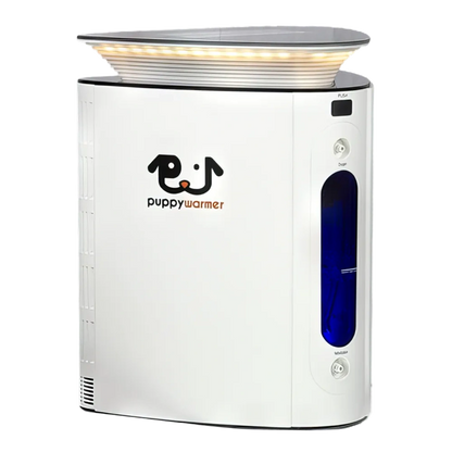 Puppywarmer® Oxygen Concentrator,"White oxygen concentrator with illuminated top tray and blue side window"