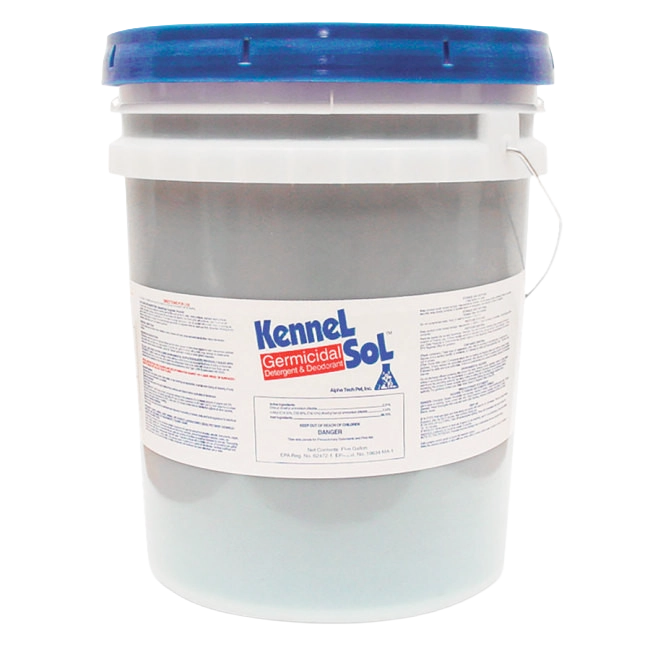 KennelSol® Cleaner - Kennel Detergent & Deodorant,"Large plastic bucket with blue lid and handle"