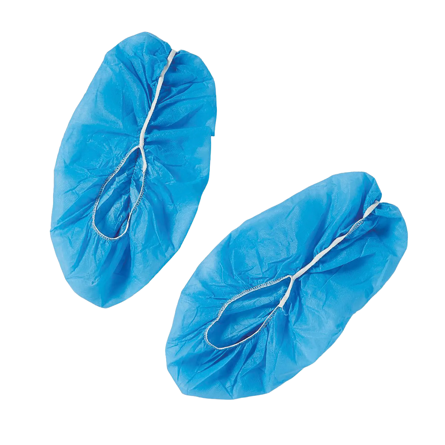 Spunbonded Polypropylene Nonskid Shoe Covers,"Pair of blue shoe covers with white elastic opening"