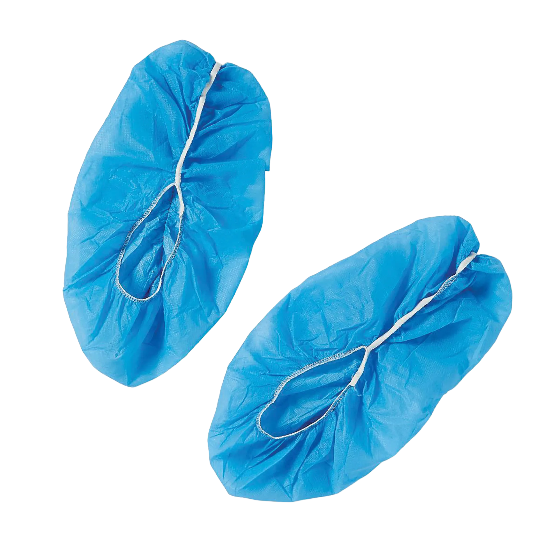 Spunbonded Polypropylene Nonskid Shoe Covers,"Pair of blue shoe covers with white elastic opening"