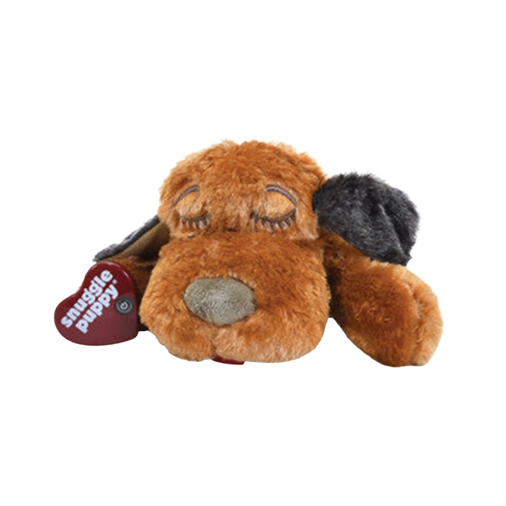 Snuggle Puppy & Kitten,"Brown plush sleeping dog with floppy ears and heart tag"
