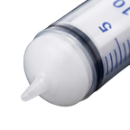 Puppywamer Latchons Syringe Nipple Feeders,"Close-up of syringe tip with white nipple attachment"