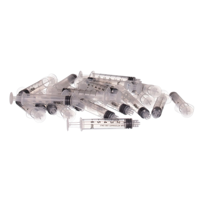 Small Syringes without Needles,"Pile of clear plastic syringes without needles"