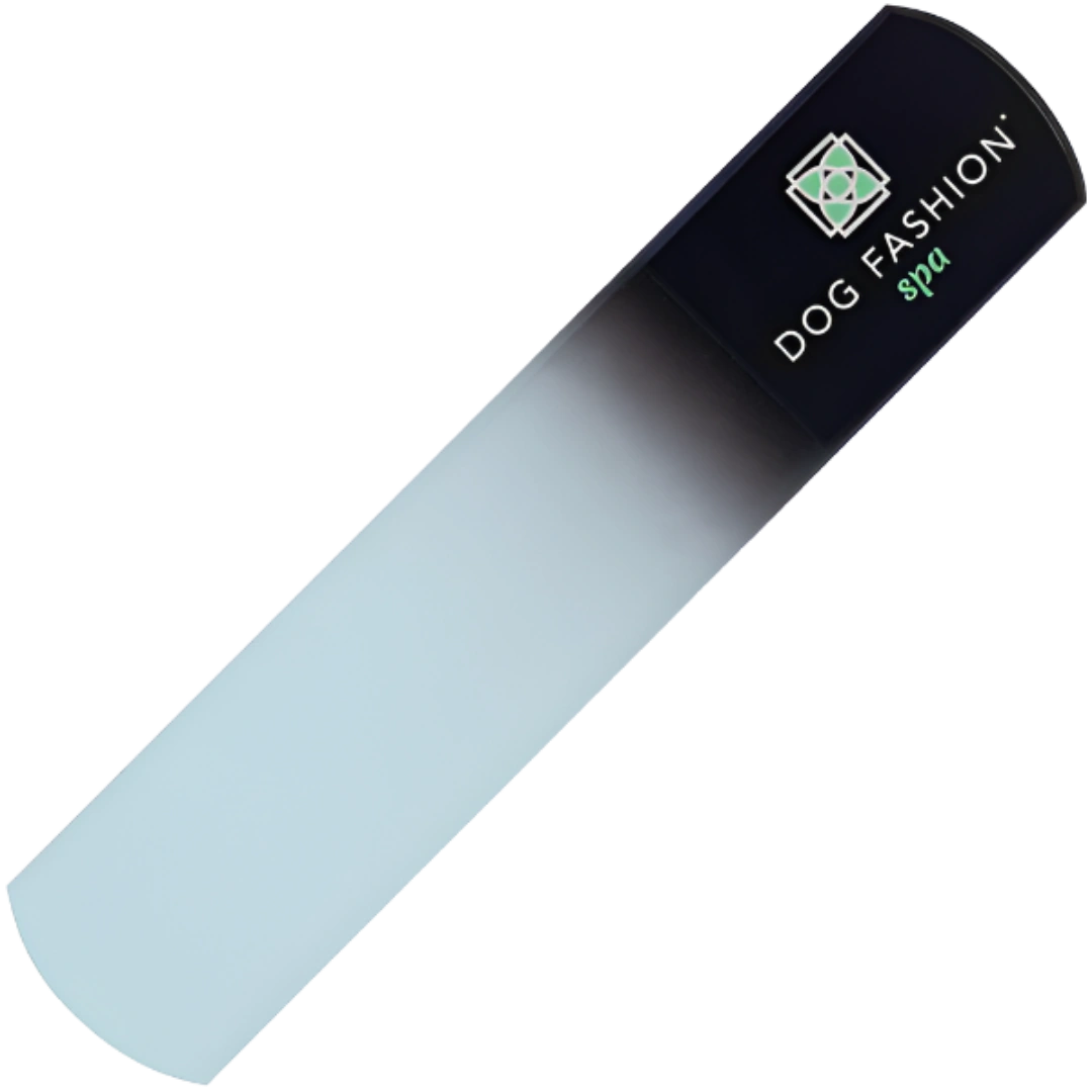 Glass Nail File,"Frosted glass nail file with black handle"