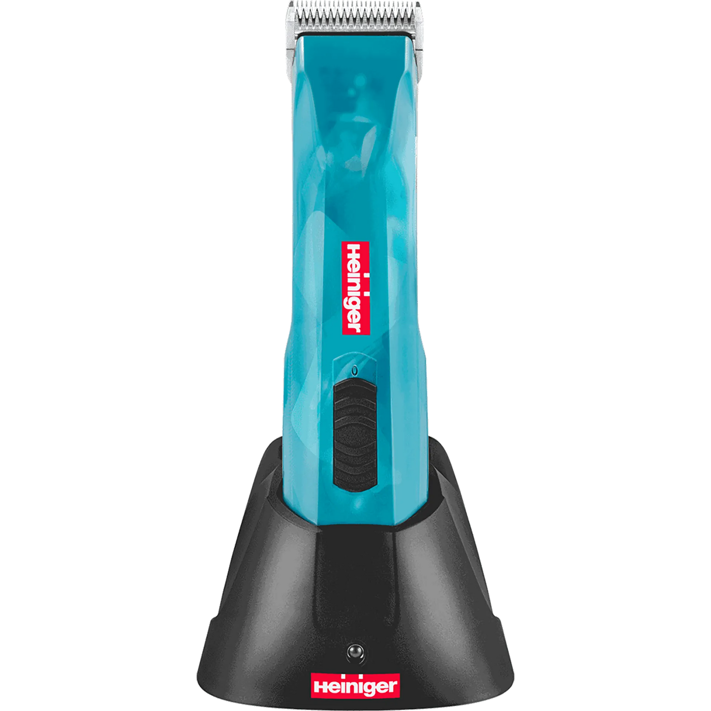 Opal Cordless Clipper and Free Blade,"Blue cordless clipper standing in black charging base"