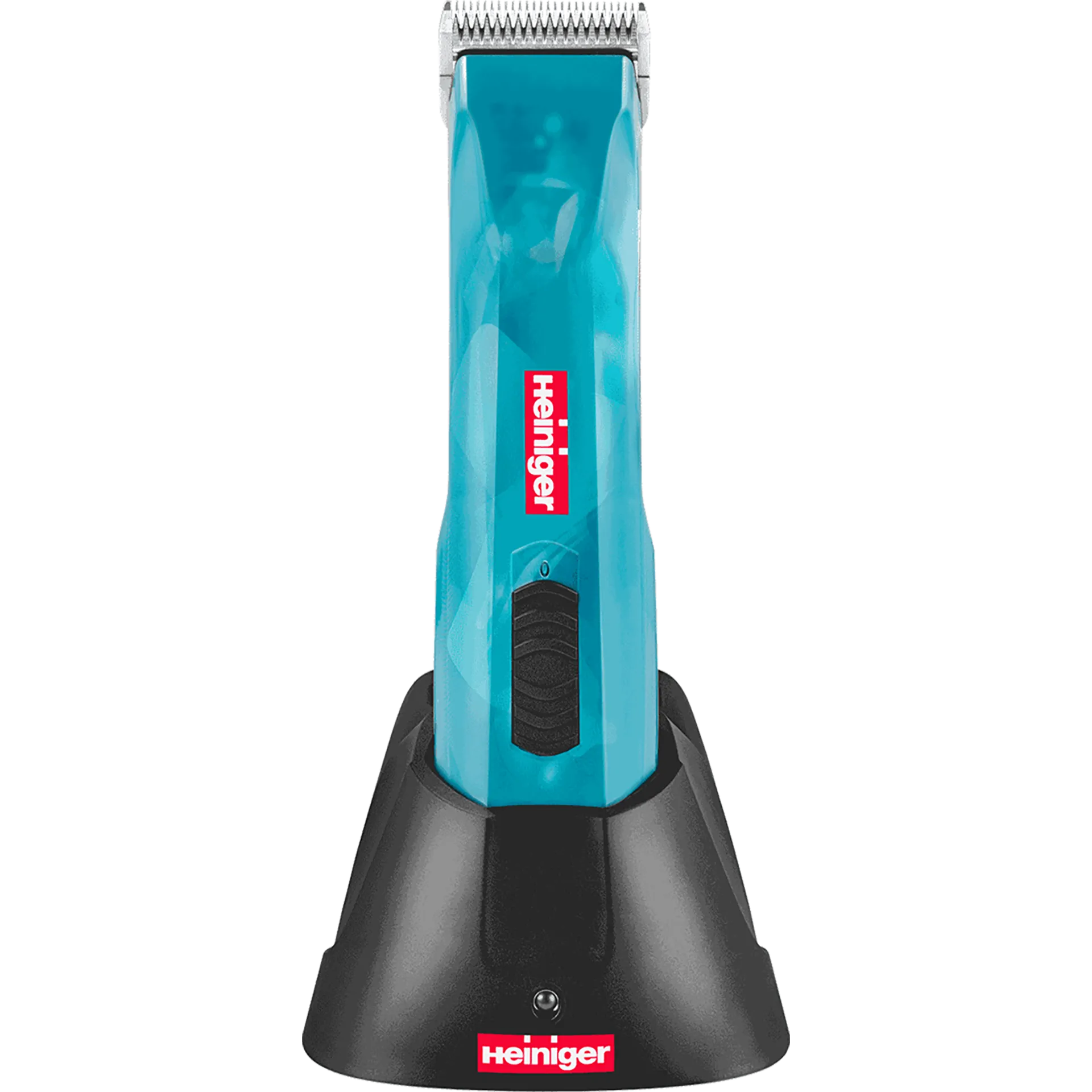 Opal Cordless Clipper and Free Blade,"Blue cordless clipper standing in black charging base"