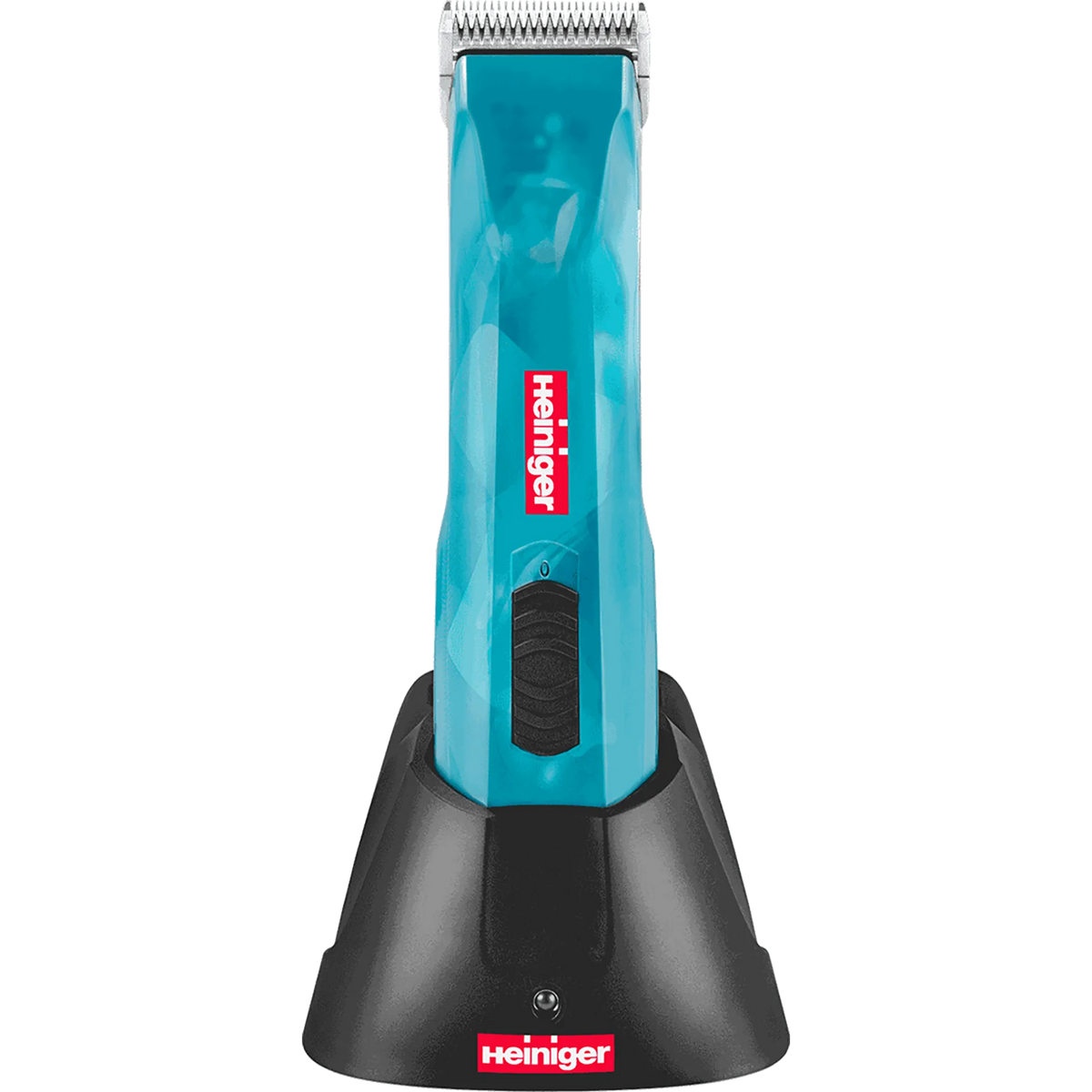 Opal Cordless Clipper and Free Blade,"Blue cordless clipper standing in black charging base"