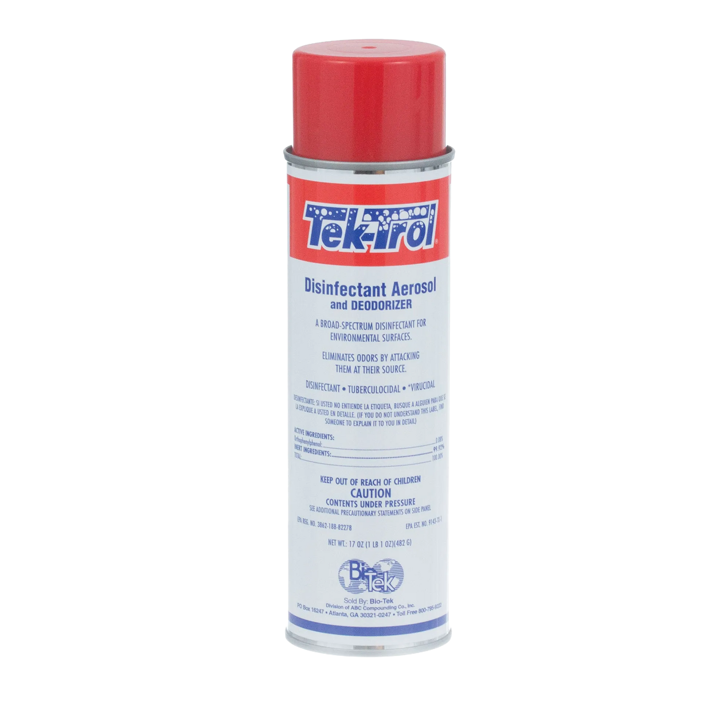 Tek-Trol® Disinfectant,"Aerosol can with red cap and front label"