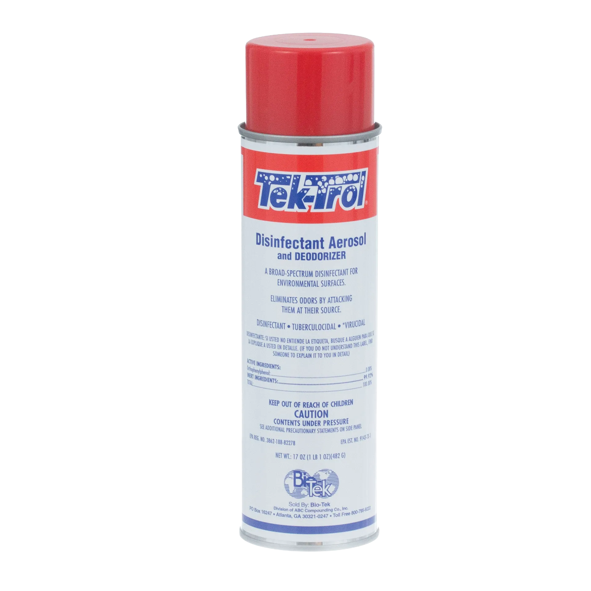 Tek-Trol® Disinfectant,"Aerosol can with red cap and front label"