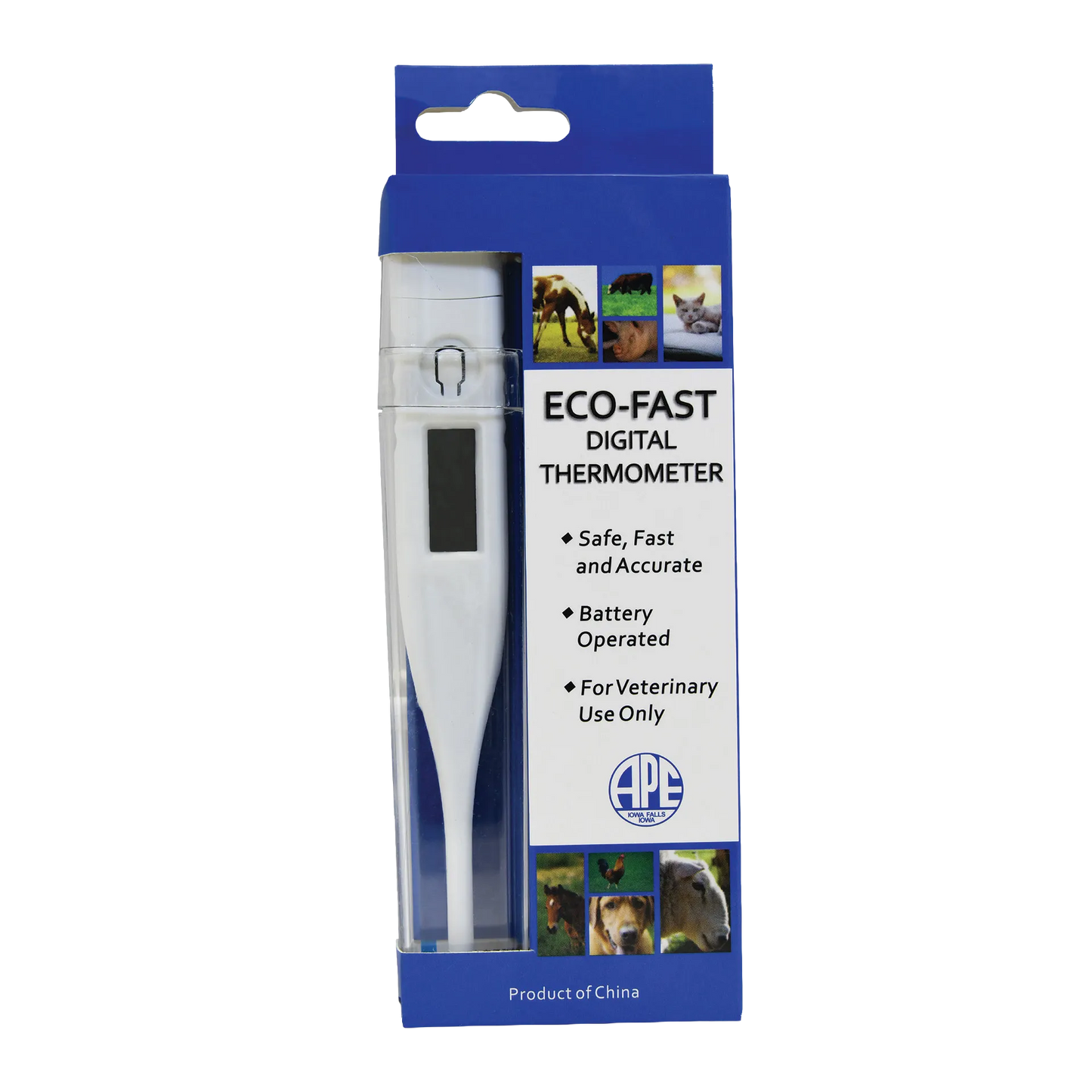 Digital Thermometer,"White digital thermometer in blue retail packaging"