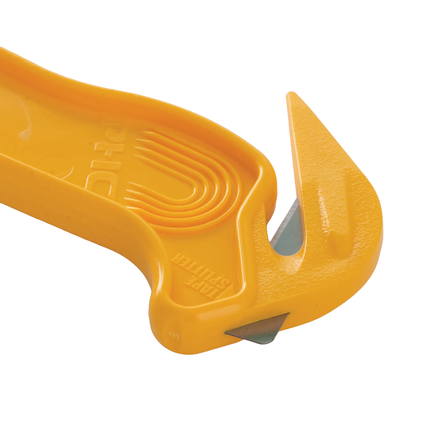 Plastic Wrap Cutter,"Yellow handheld cutter with exposed blade"