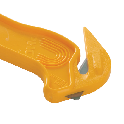 Plastic Wrap Cutter,"Yellow handheld cutter with exposed blade"