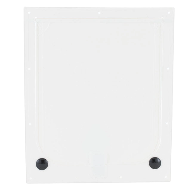 Magnador® Two-Way Pet Doors,"Clear pet door flap with white frame and two black tabs"