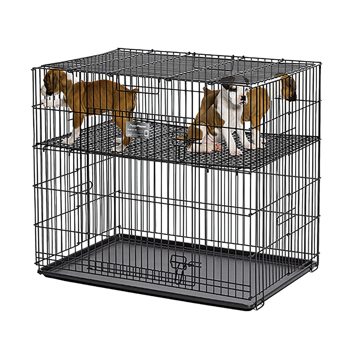 Midwest® Puppy Playpen,"Black wire playpen with raised mesh floor and tray"